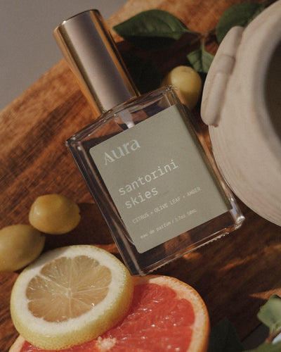 santorini skies | citrus + olive leaf + amber