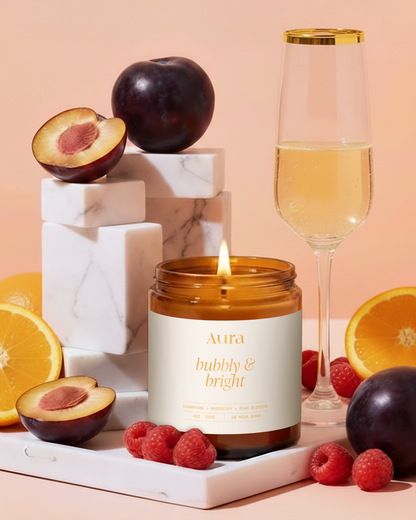 bubbly & bright | champagne + raspberry + pear blossom