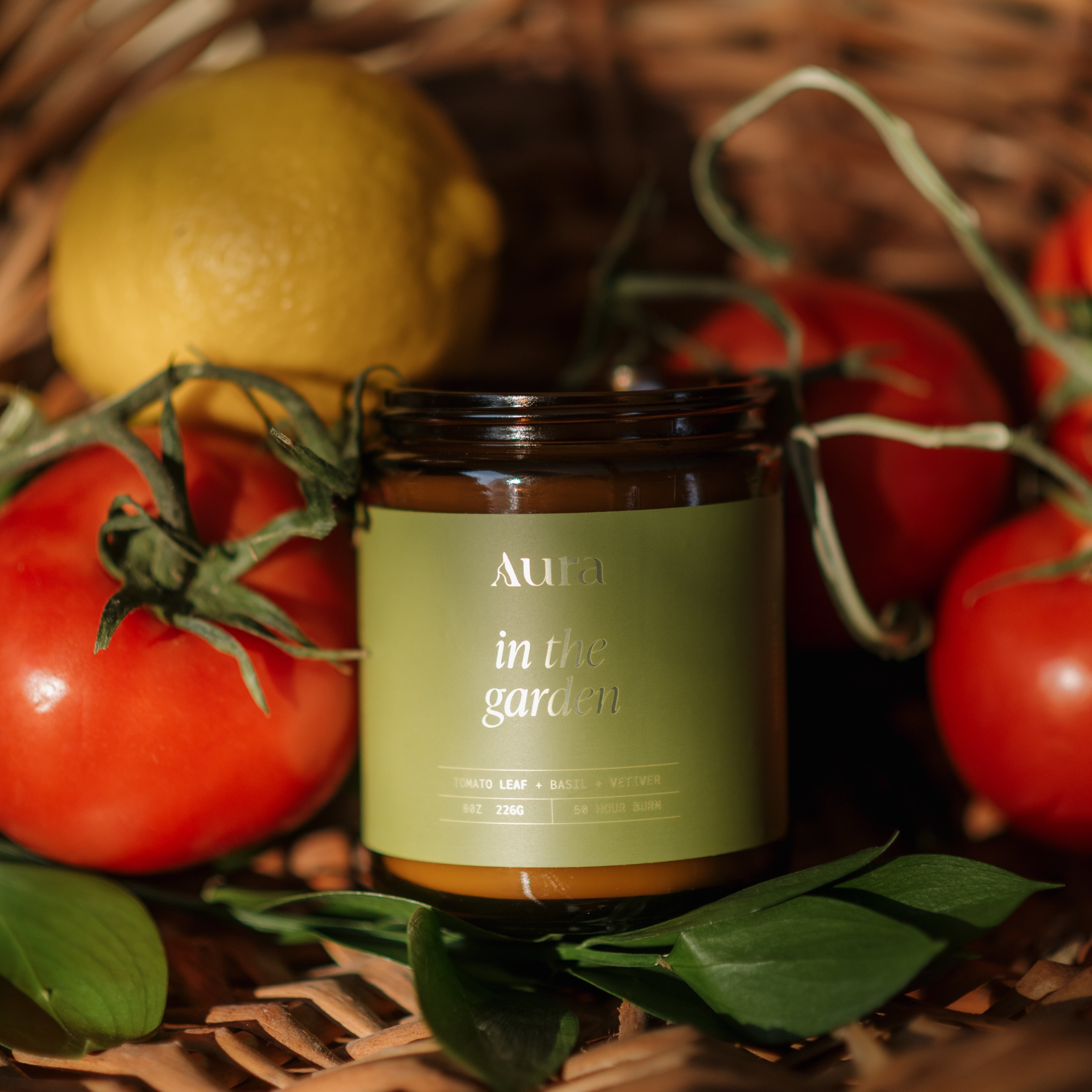 in the garden | tomato leaf + basil + vetiver