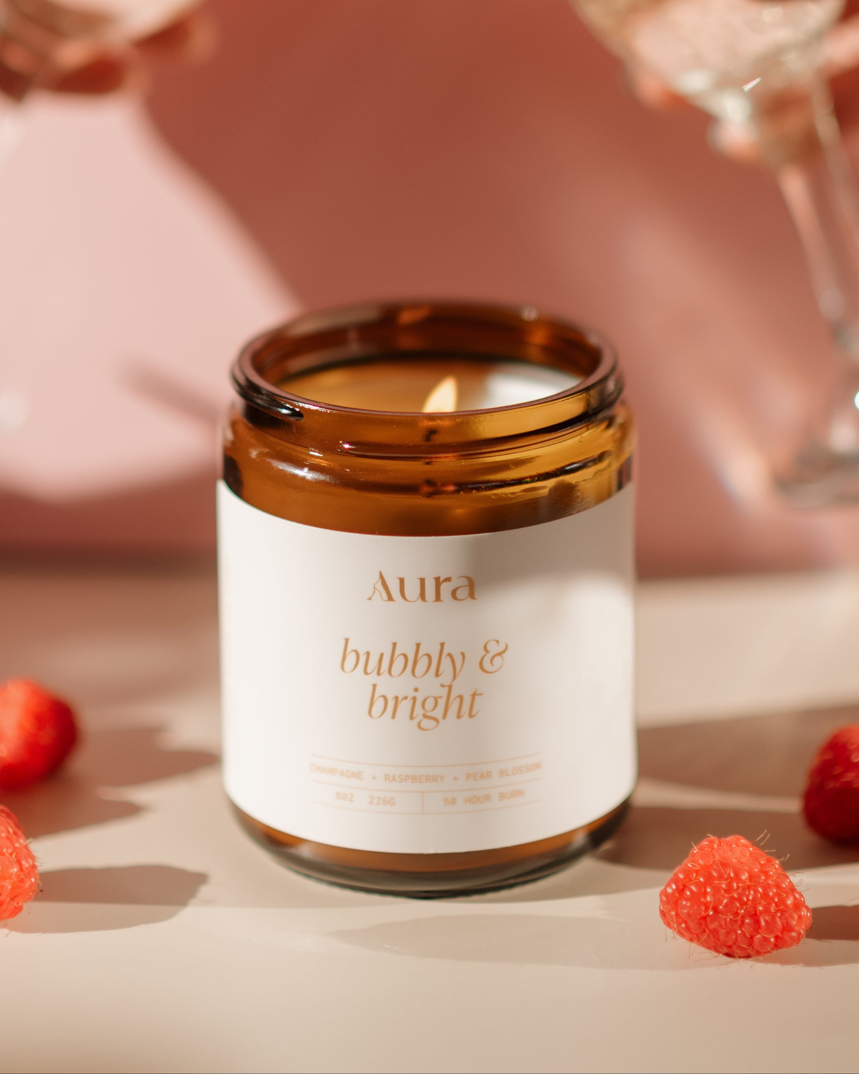 bubbly & bright | champagne + raspberry + pear blossom